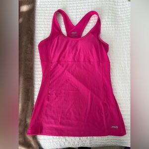 Pink athletic tank top with built in bra